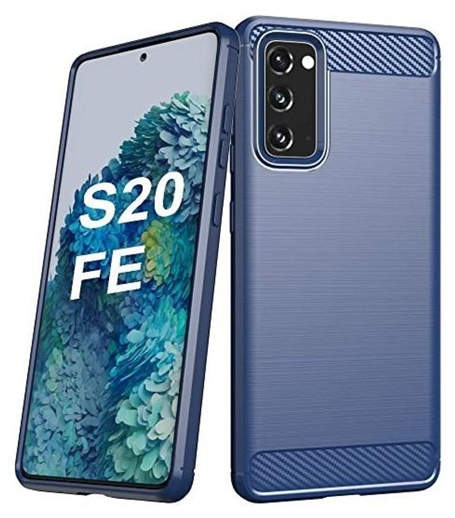 A blue phone case is shown next to a smartphone.