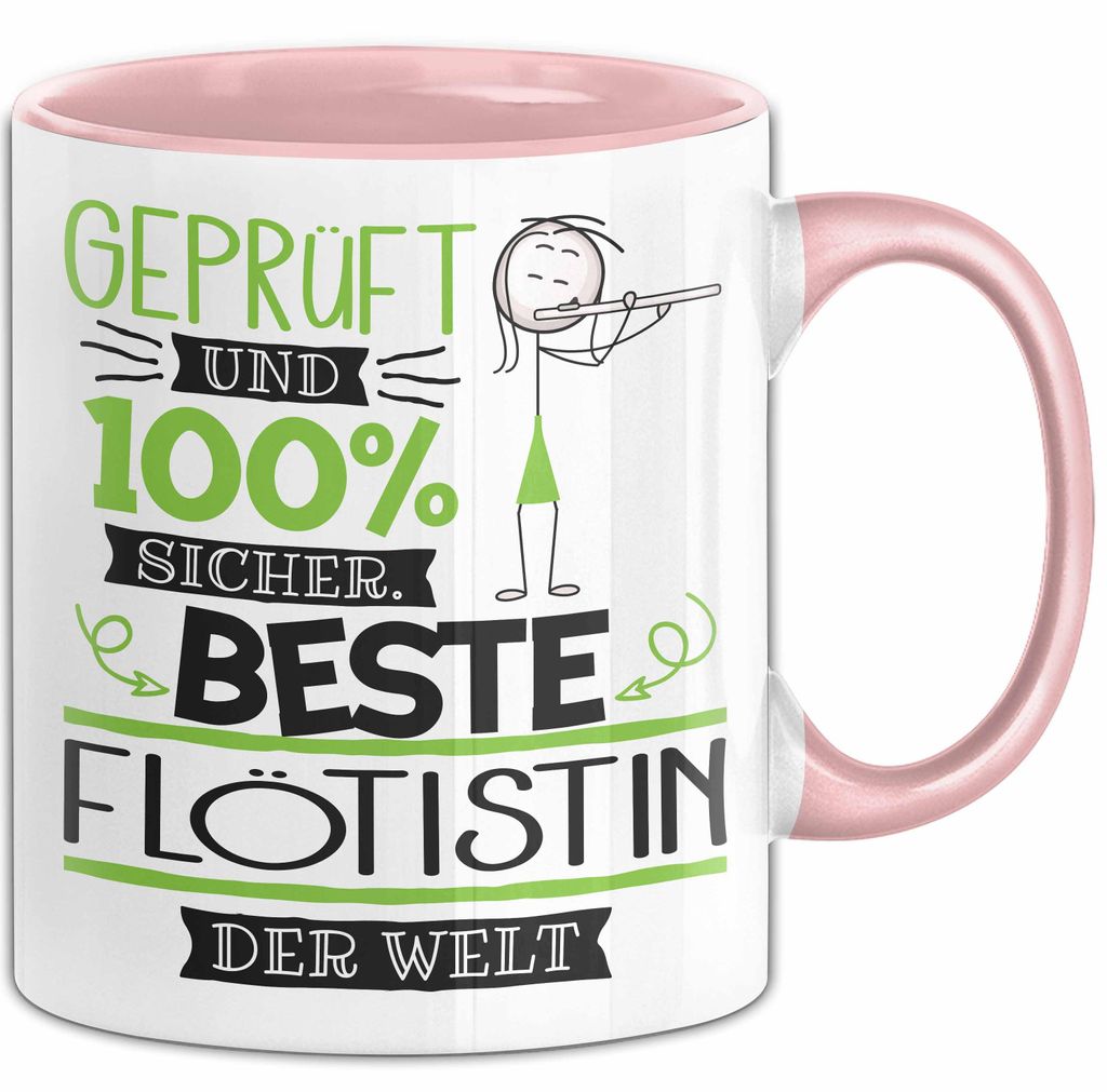 Beste Flötistin Der Welt Tasse Geschenk für Eine Flötistin Und Sicher Geschenkidee Geburtstag Weihnachten (Rosa)