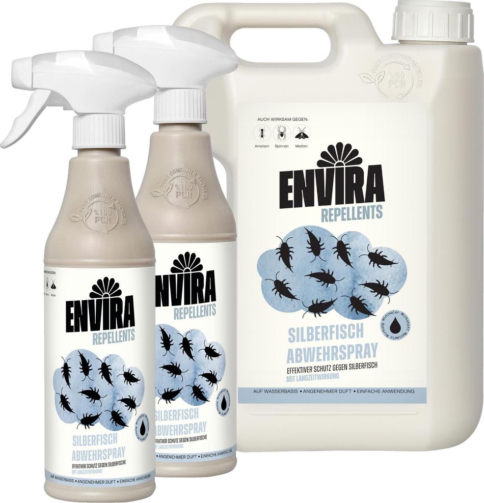 Envira Silberfisch Abwehrspray im Nachfüllpack 2L+2x500ml