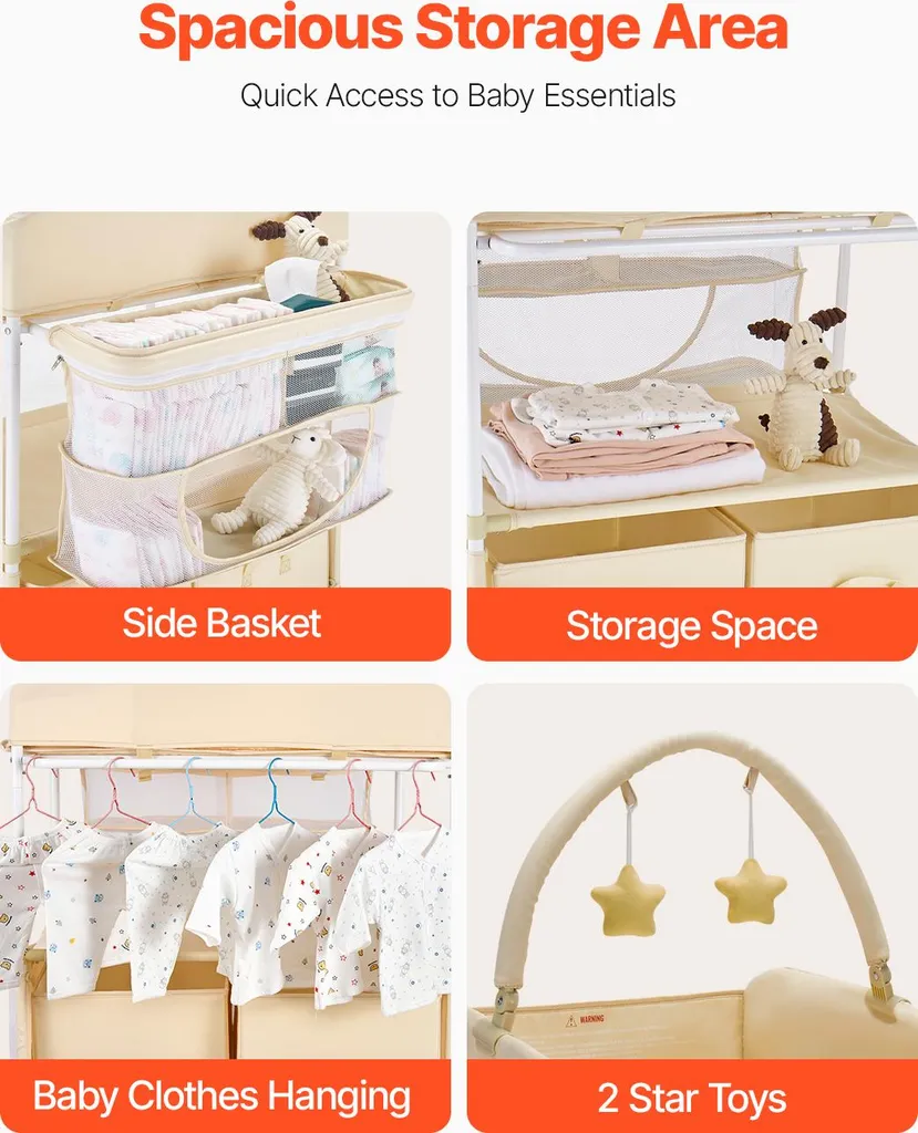 Table à langer mobile et pliable avec rangements pour chambre bébé