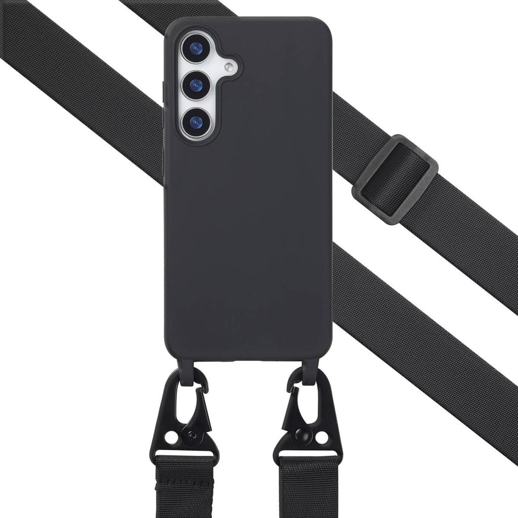 Selencia SilikonHülle mit abnehmbarem Band Samsung Galaxy S25 Plus - Schwarz