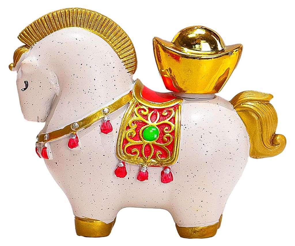 Cartoon-Pferdefigur im chinesischen Stil, Symbol für das Jahr des Pferdes, bringt Reichtum und Glück, Feng-Shui-Dekoration.