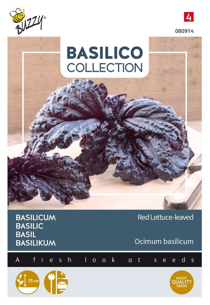 Graines de basilic Buzzy Red Lettuce-leaved - Environ 1,5 Image du produit 