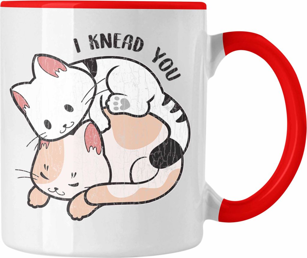 Trendation - Valentinstag Tasse Geschenk für Ihn Sie Lustig Katze Geschenkidee Becher Freund Freundin Liebe Paare (Rot)