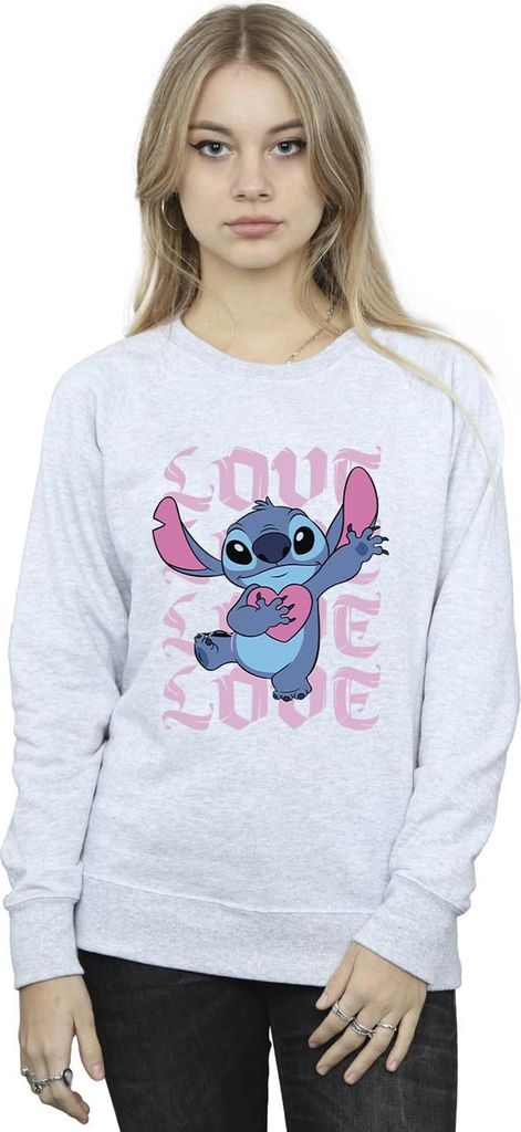 Lilo & Stitch - "Valentine Love" Sweatshirt für Damen BI54181 (L) (Weiß)