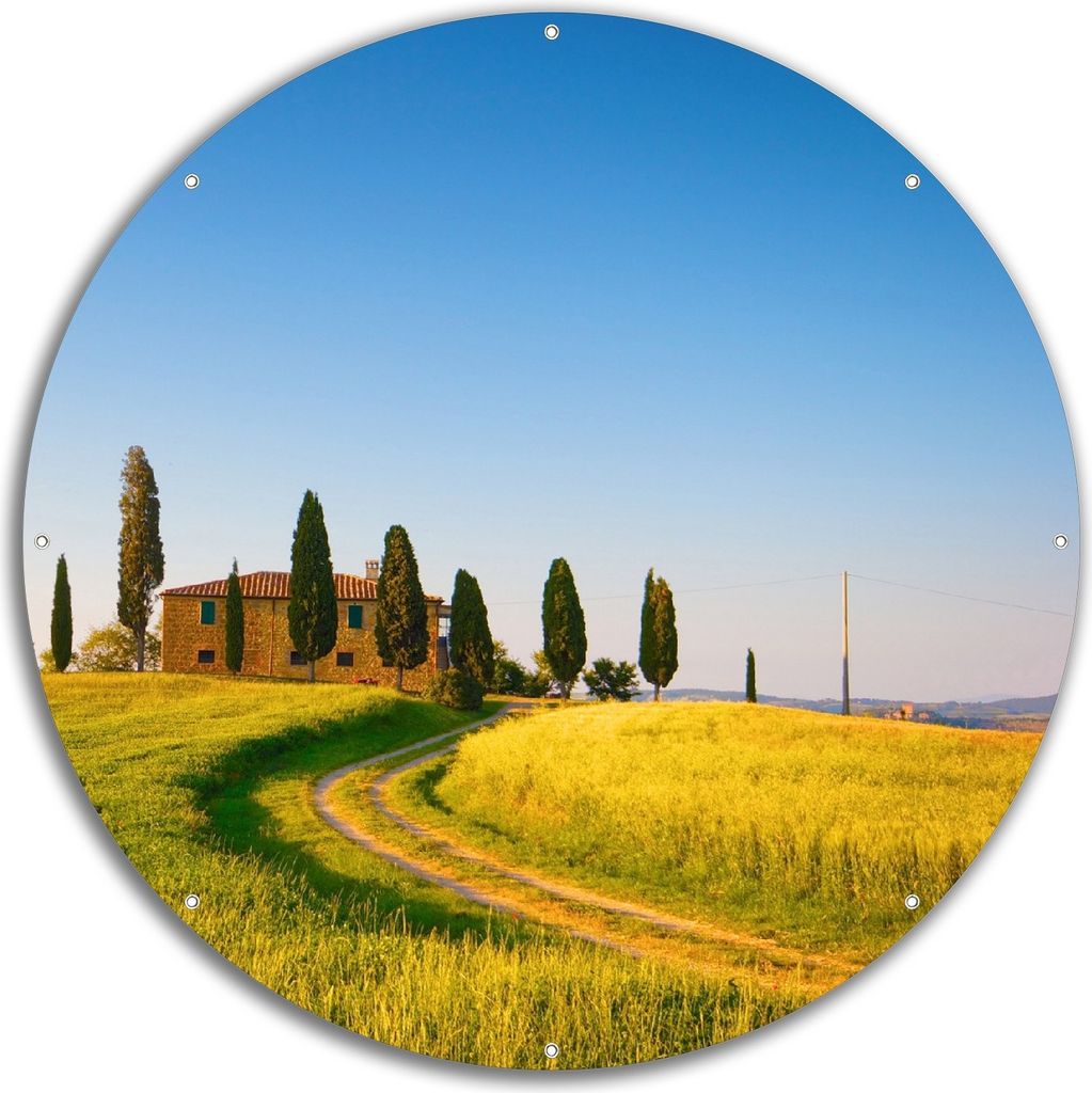 Wallario rundes Outdoor-Poster für Garten oder Balkon, Motiv Villa in der Toskana, 60 cm Durchmesser