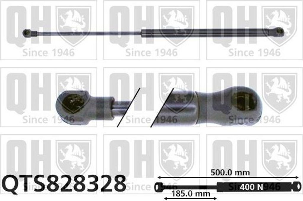 QUINTON HAZELL QTS828328 Gasfeder Heckklappendämpfer passend für PEUGEOT 607 (9D, 9U) 500mm