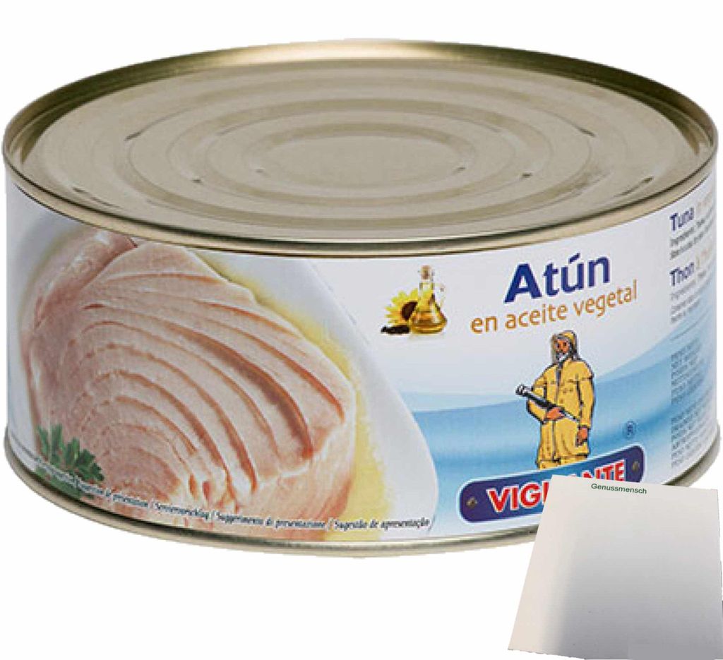 Vigilante Weißer Thunfisch in Pflanzenöl, Atún en aceite vegetal (650g Dose ATG) + usy Block