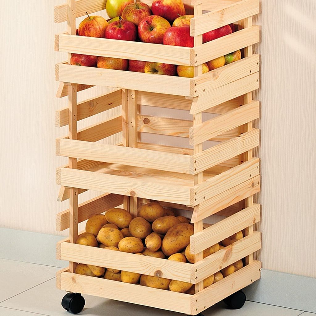 KESPER Kartoffel- & Obsthorde Kiefernholz 3teilig Produktbild 6