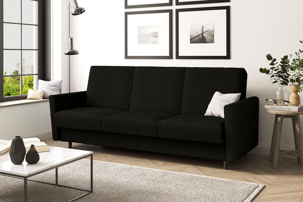 MEBLINI Sofa mit Schlaffunktion - Schlafcouch Ausziehbar - Schlafsofa mit Bettkasten - Sofabett - Couch mit Schlaffunktion - Klappsofa - ANDRES 2 -...