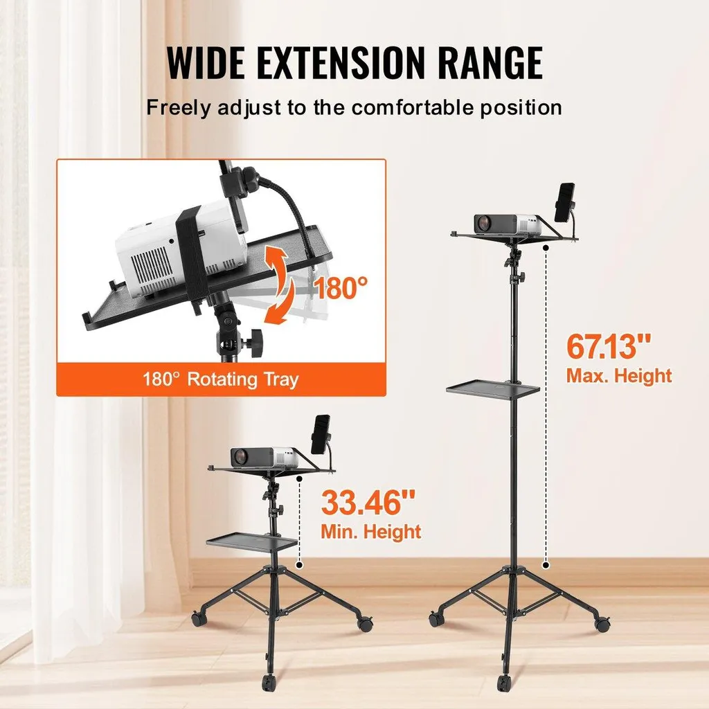 Support Vidéoprojecteur à Roulettes et Trépied PC Portable 80-170cm