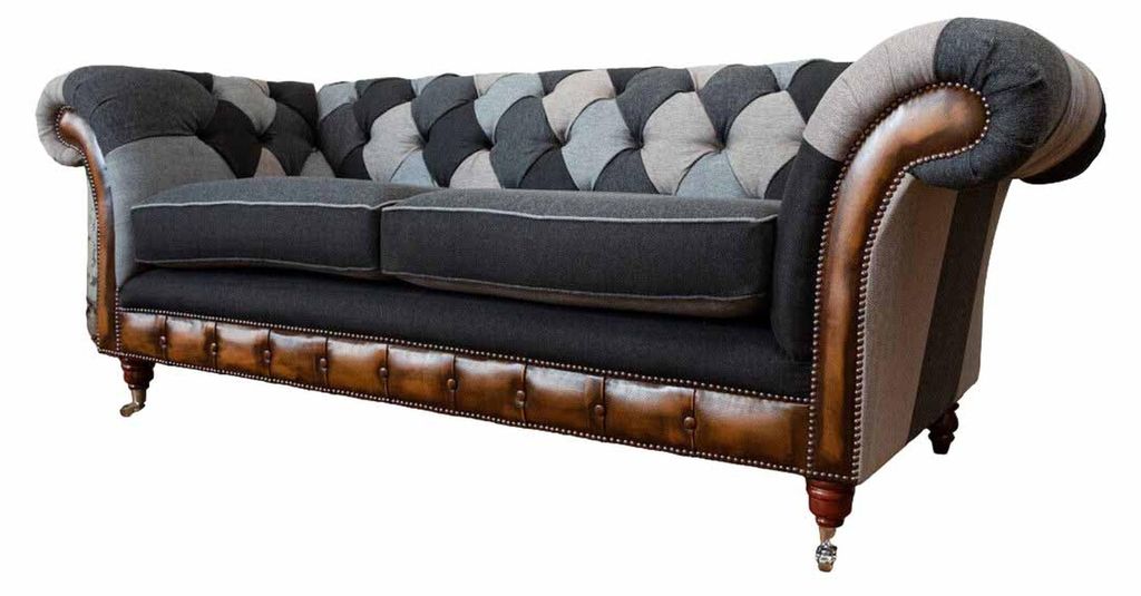 Design Polster Sofa 3 Sitzer Couch Luxus Klassische Textil Chesterfield