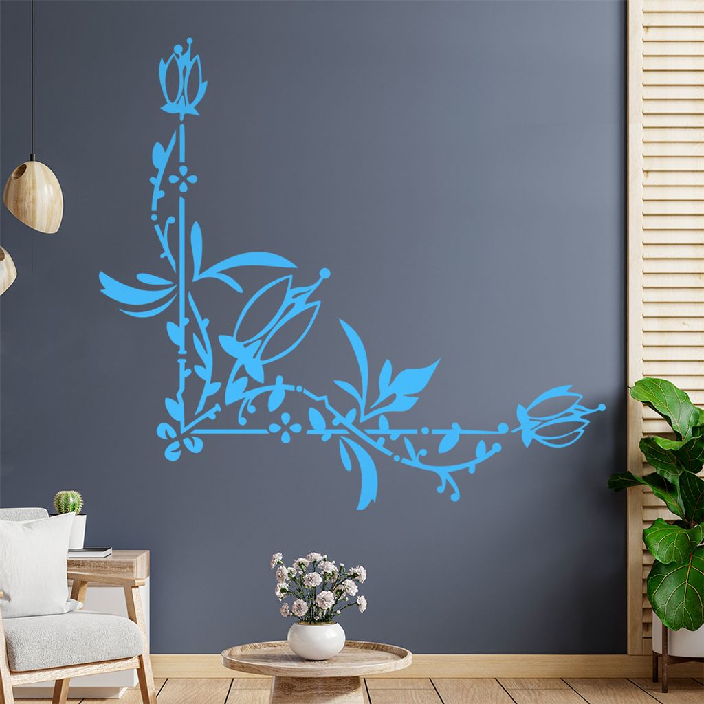 Blumenranke - Linien Wandtattoo in 6 Größen - Wandaufkleber Wall Sticker - Dekoration, Küche, Wohnzimmer, Schlafzimmer, Badezimmer
