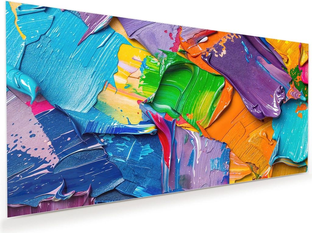 Glasbild 120x60cm in XXL für Wohnzimmer, Schlafzimmer Motiv Farbsymphonie