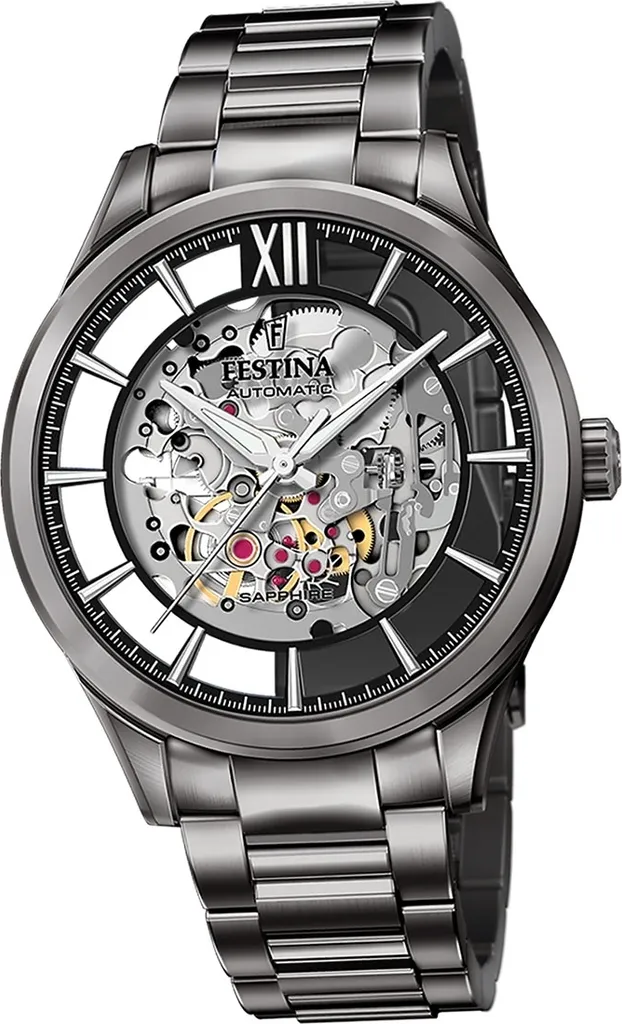 Montre bracelet noire pour homme Festina en acier inoxydable de luxe