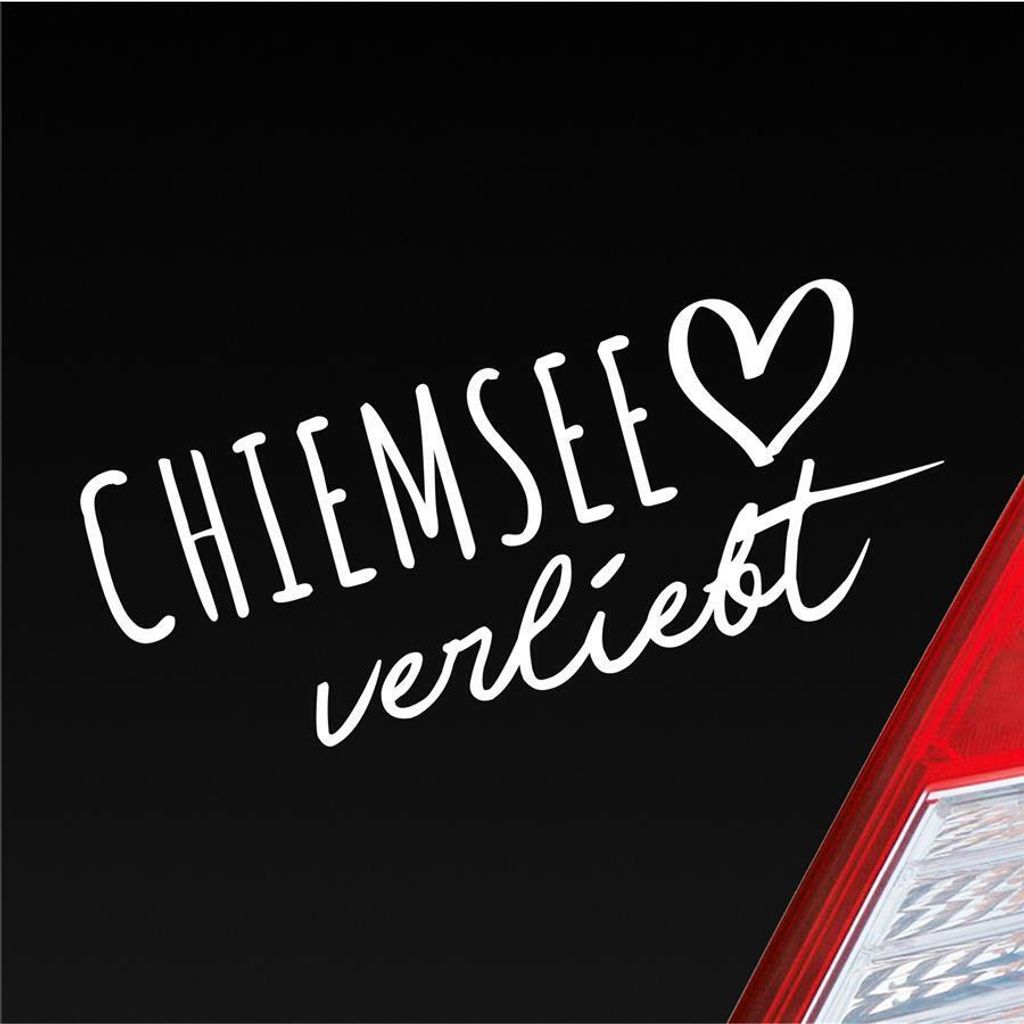 Auto Aufkleber Chiemsee verliebt Herz See Sea Liebe Car 19x8 cm Weiss Matt Sticker Heckscheibenaufkleber