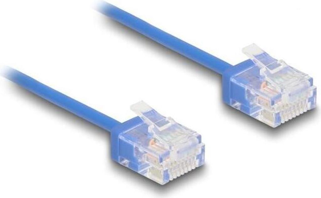 DeLOCK RJ45 Netzwerkkabel Cat.6 UTP Ultra Slim 5 m blau mit kurzen Steckern, 5 m, Cat6, U/UTP (UTP), RJ-45, RJ-45, Blau