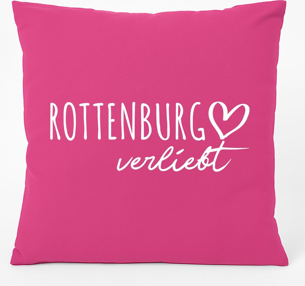 Huuraa Kissen Rottenburg am Neckar verliebt 40x40cm mit Füllung Fuchsia Baumwolle Dekokissen Geschenkidee