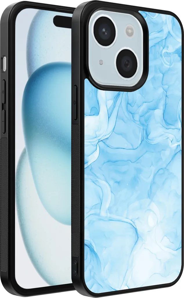 Custodia Protettiva iPhone 15 TPU Marmo Azzurro High-Quality