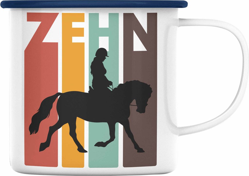 Trendation - 10. Geburtstag Mädchen Reiterin Geschenk 10 Geburtstagsgeschenk Tochter Pferde Pferdeliebhaber (Blau)