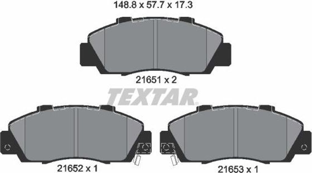 TEXTAR 2165101 Bremsbelagsatz, Scheibenbremse OE 45022SX0J03 kompatibel mit Shuttle, Prelude, NSX, Legend, Integra, HR-V, CR-V, Civic, Accord