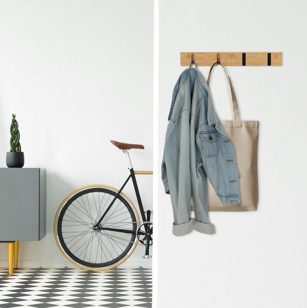 Wandgarderobe mit klappbaren Bambushaken