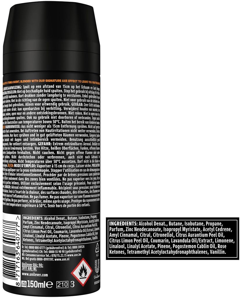 AXE Dark Temptation, Männer, Deodorant, Spray-Deodorant, Produktbild 