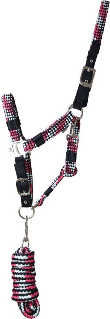 Hy - Pferdehalfter und Führstrick Set, anpassbar BZ4601 (Pony) (Benzin/Pink/Magenta)
