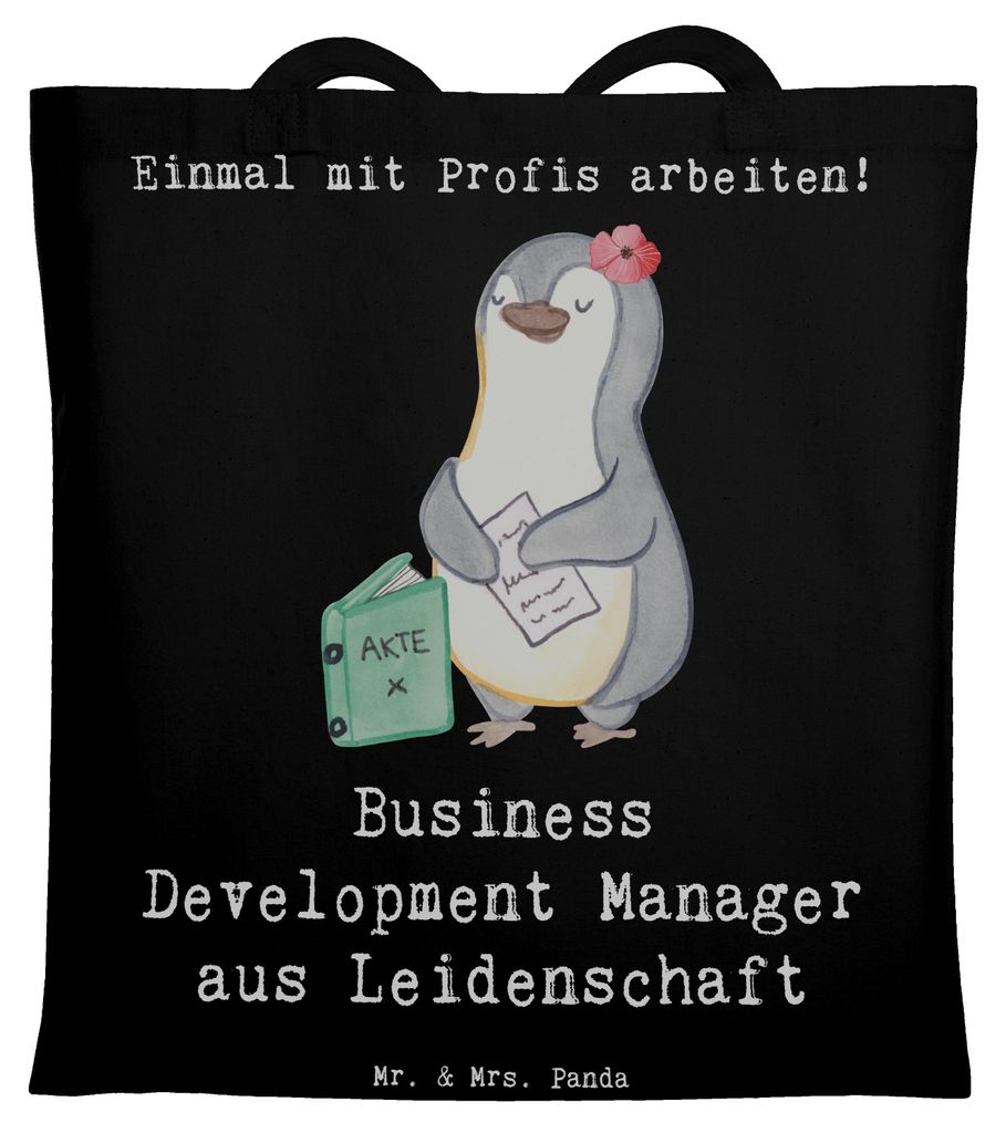 Mr. & Mrs. Panda Jutebeutel Business Development Manager Leidenschaft - Schwarz - Geschenk, Einkaufstüte, Tasche, Tote Bag, Laptoptasche, Uni, Sch...