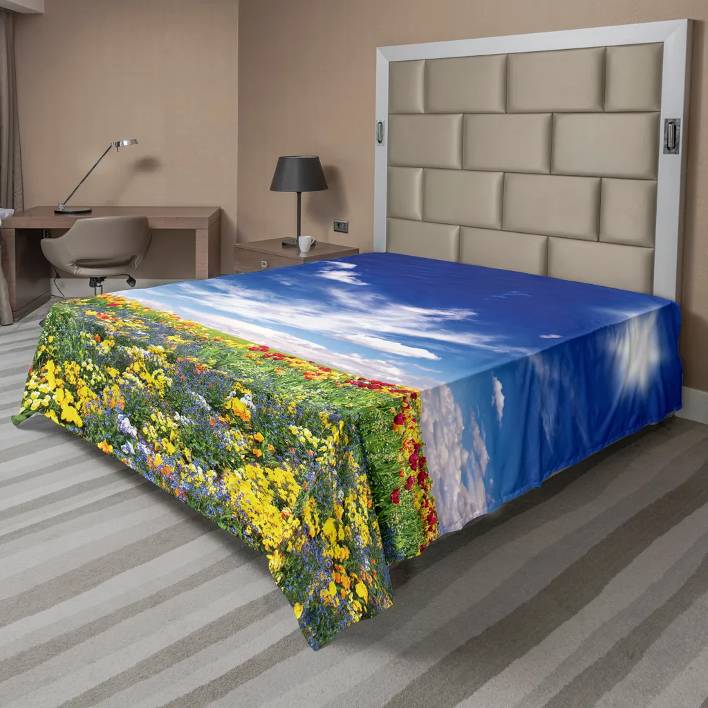 ABAKUHAUS Drap de Lit Fleurs Prairie Fleurie Art Nature 260 x 228 cm