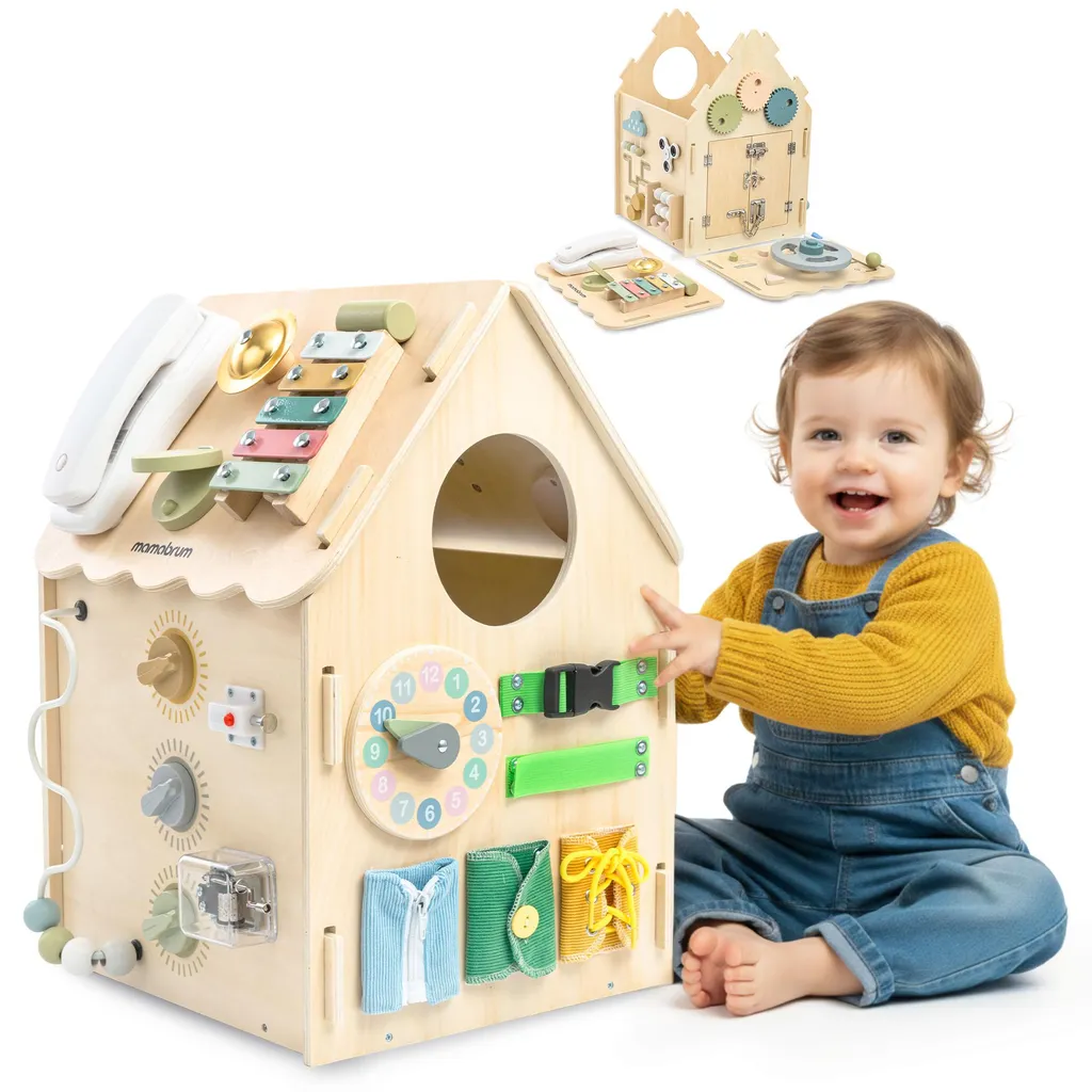 Mamabrum Maison d'activités Montessori 6 en 1 en Bois pour Motricité