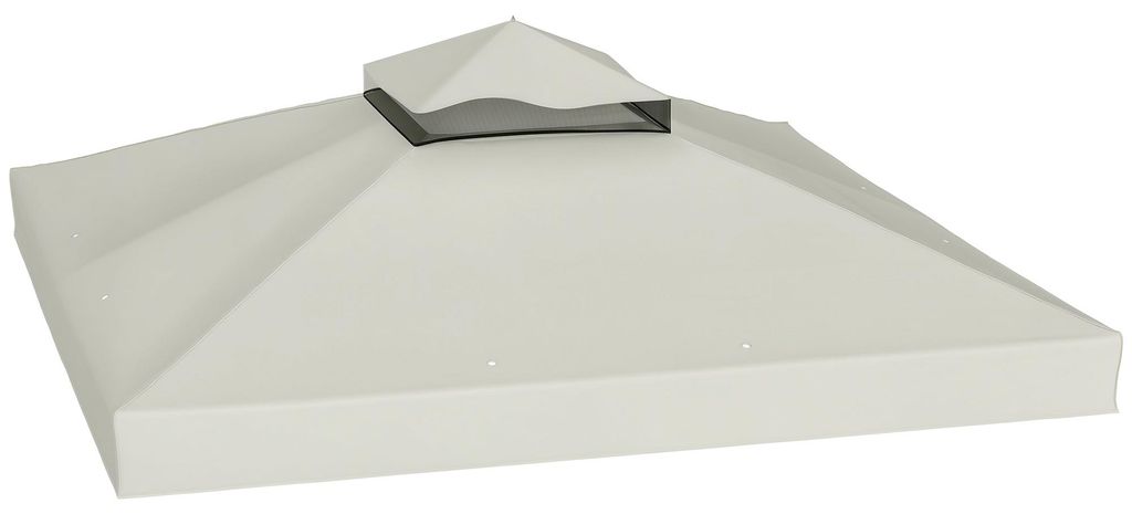 Ersatzdach für Pavillon 3x3 m, Pavillondach Ersatzplane 2-stufig mit Wasserablauf-Löchern, UPF30+, 600D Oxford-Stoff, Hellgrau