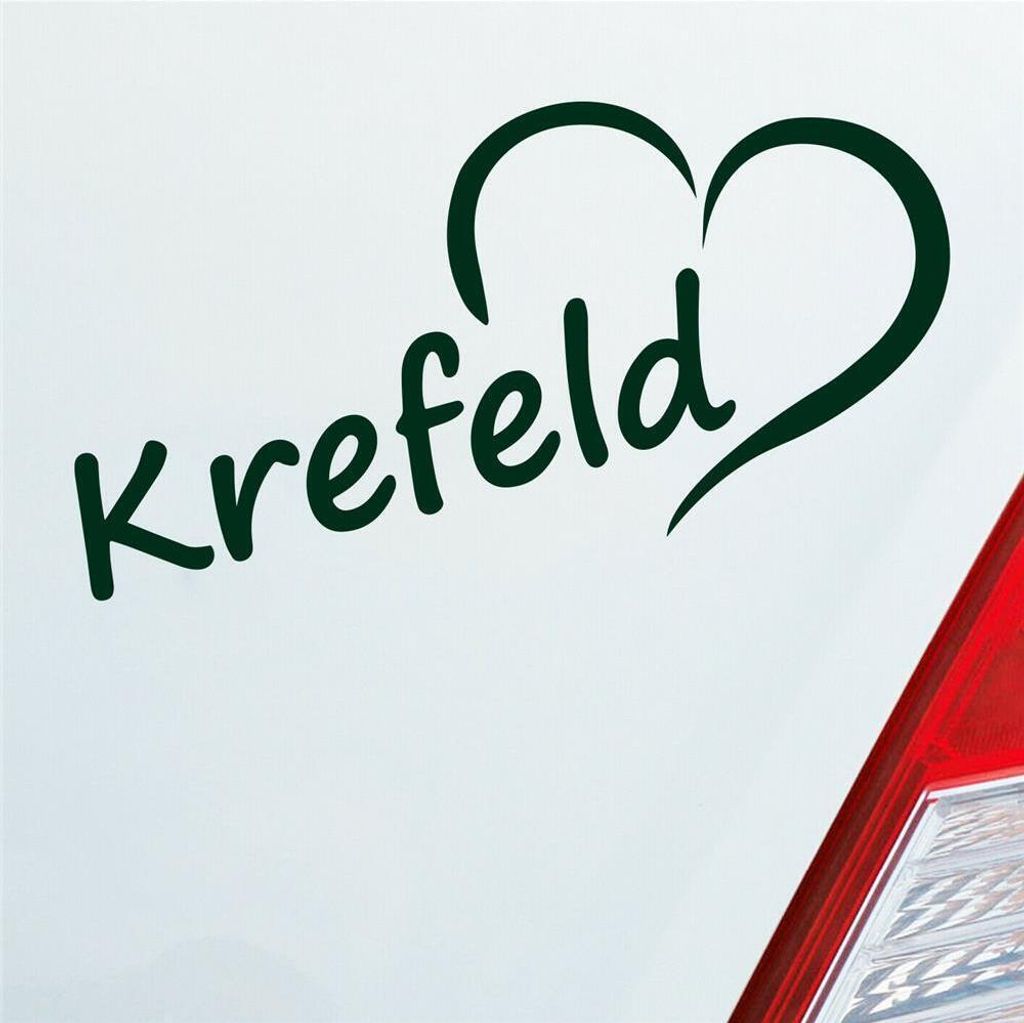 Auto Aufkleber Krefeld Herz Stadt City Liebe Love Heart 16,5x8 cm Dunkelgrün Sticker Heckscheibenaufkleber