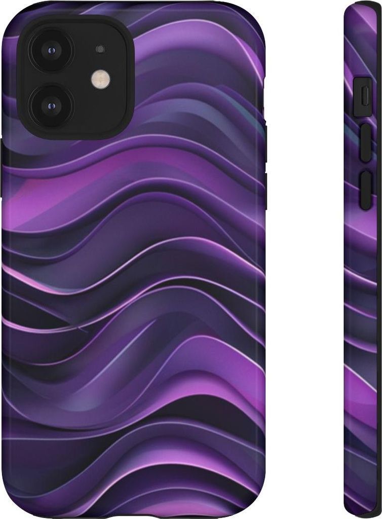 Abstraktes Wellenmuster in Violett – Hülle Kompatibel mit iPhone 12