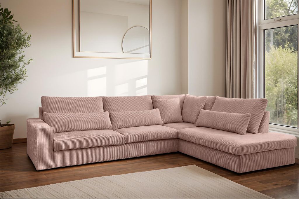Kaiser Möbel Ecksofa SVEN in L-Form für das Wohnzimmer, Stoff Poso Rosa Rechts
