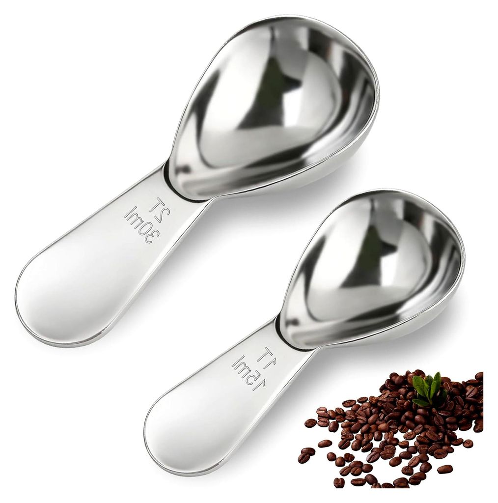 2 Kaffeelöffel mit kurzem Griff, 1 Esslöffel (15 ml) und 2 Esslöffel (30 ml) Edelstahl-Messlöffel für Kaffeebohnen, gemahlenen Kaffee, Espress...