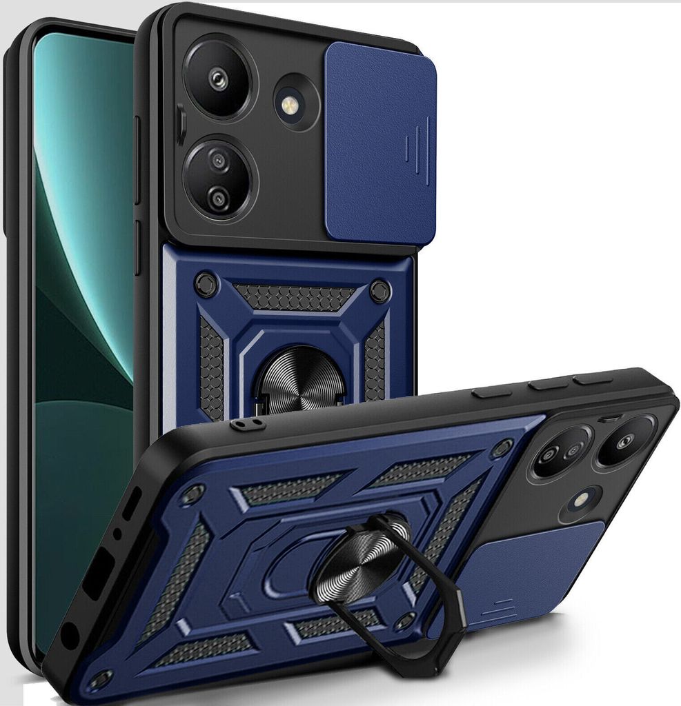 Outdoor Panzer Hülle Xiaomi Redmi 13C / Poco C65 Handyhülle Kameraschutz Ringhal Blau