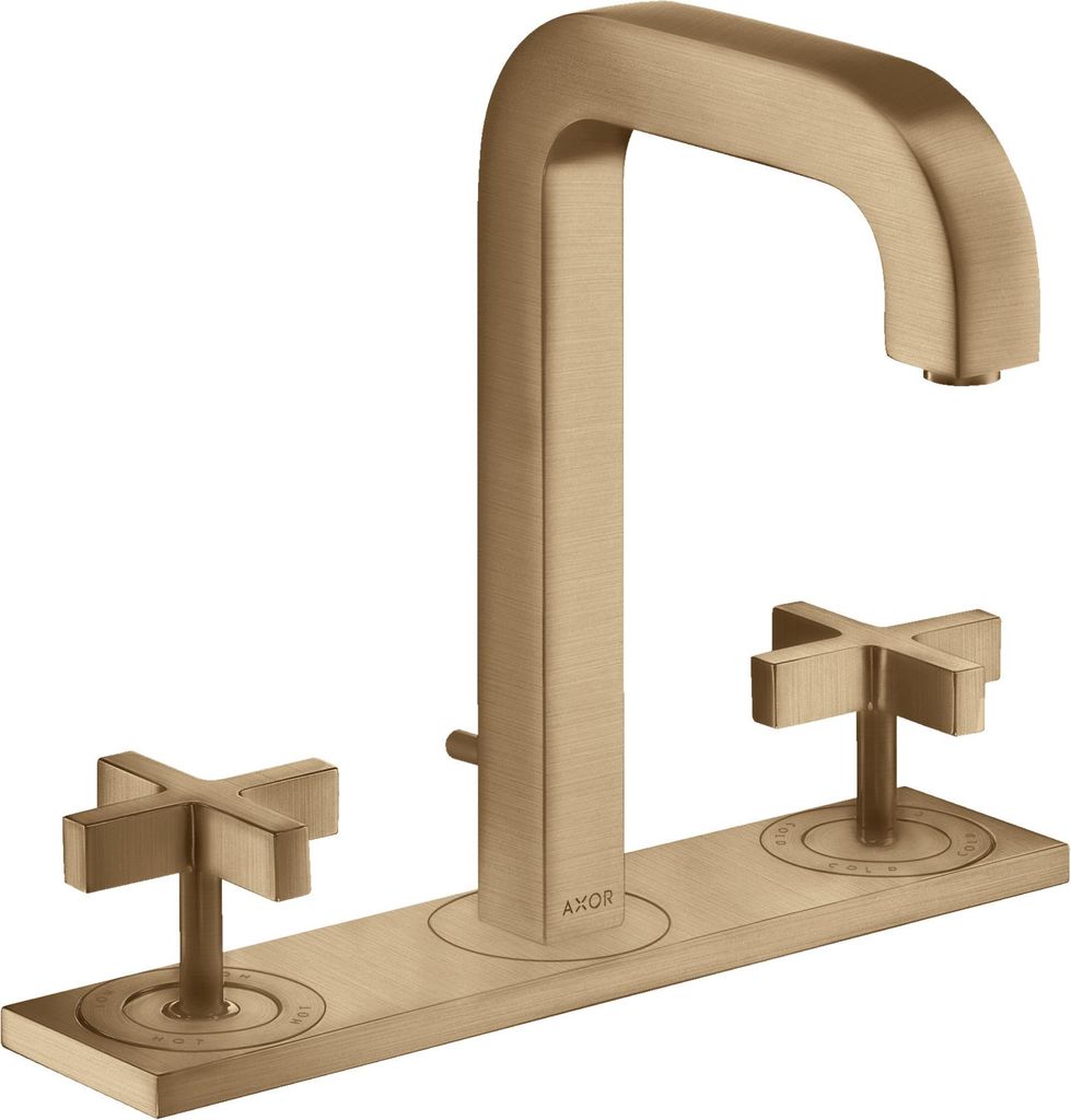hansgrohe AXOR Citterio 3-Loch Waschtischarmatur 170, Zugstangen-Ablaufgarnitur, Auslauf 140mm, Kreuzgriffe, Platte, 39134140