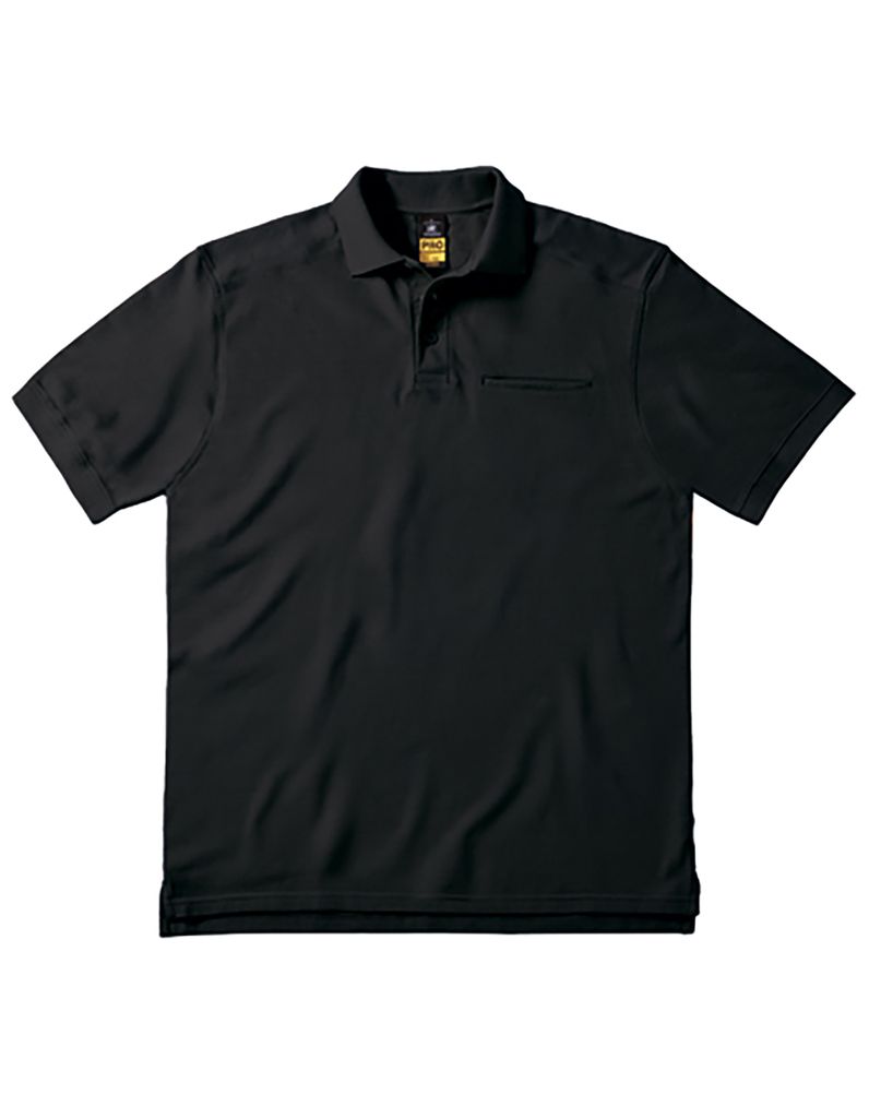 B&C Workwear Herren Poloshirt Polohemd Polo Shirt T-Shirt Kurzarm, Größe:M, Farbe:Schwarz