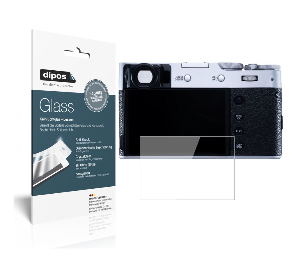 1x Schutzfolie für Fujifilm X100V - Anti-Shock 9H Folie dipos Glass Kunststoffglas