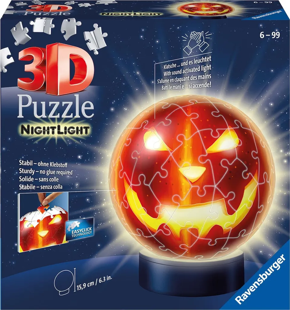 Veilleuse Citrouille 3D Ravensburger 11253 avec Éclairage LED Intégré