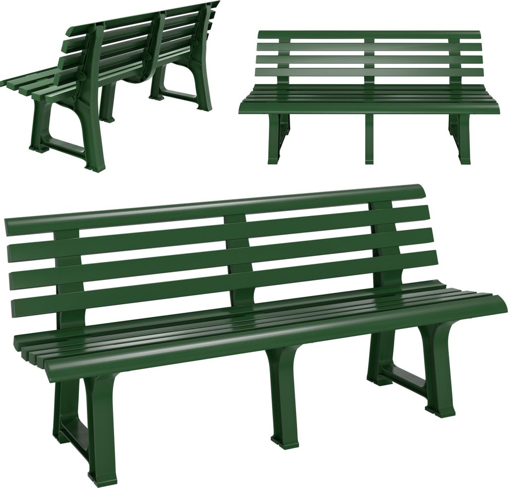 CASARIA Gartenbank Sitzbank Wetterfest Kunststoff 240kg Belastbarkeit Rückenlehne 3-Standfüße 145x46cm Garten Balkon Terrasse Bank Ergonomisch...