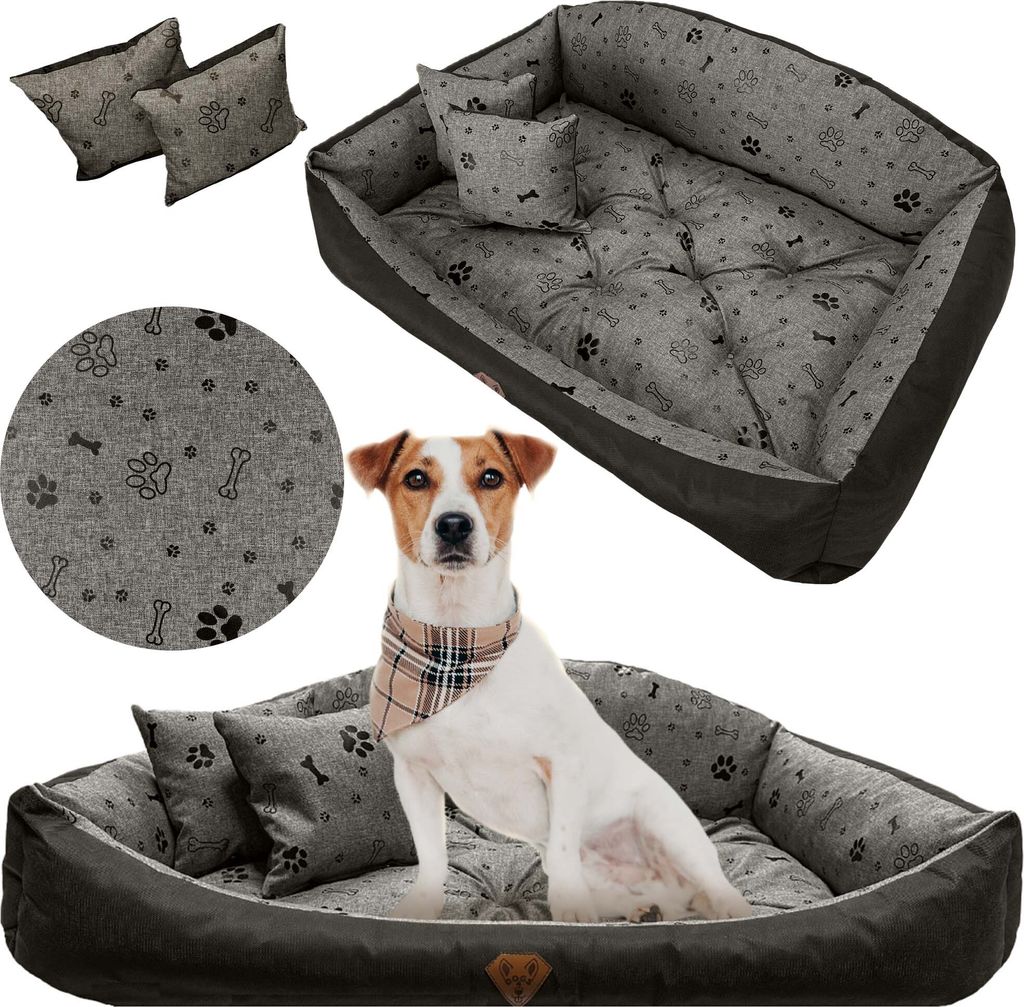 Hundebett Katzenbett 115x95 Cm Shell Hundekissen Hundesofa Hundekorb Hundecouch Sofa Knochen Schwarz