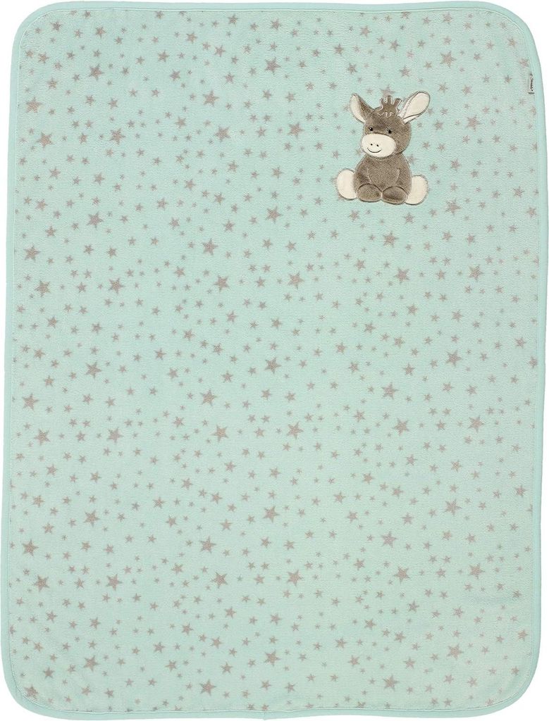 Plüschdecken für Babys - Weicher Esel Kuscheltier, 75 x 100 cm, türkis/bunt