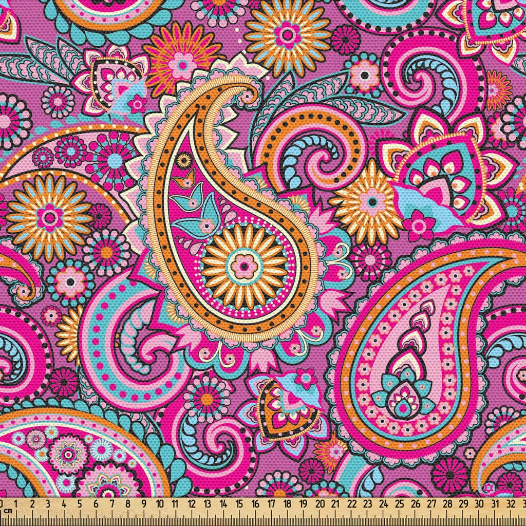 Tissu au mètre multicolore motif floral asiatique pour décoration