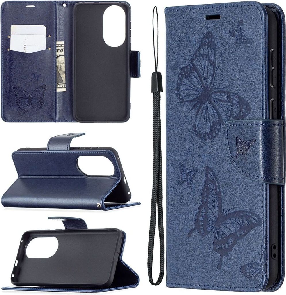 König Design Hülle kompatibel mit Huawei P50 Kunstleder Handyhülle - Handy Case Blau