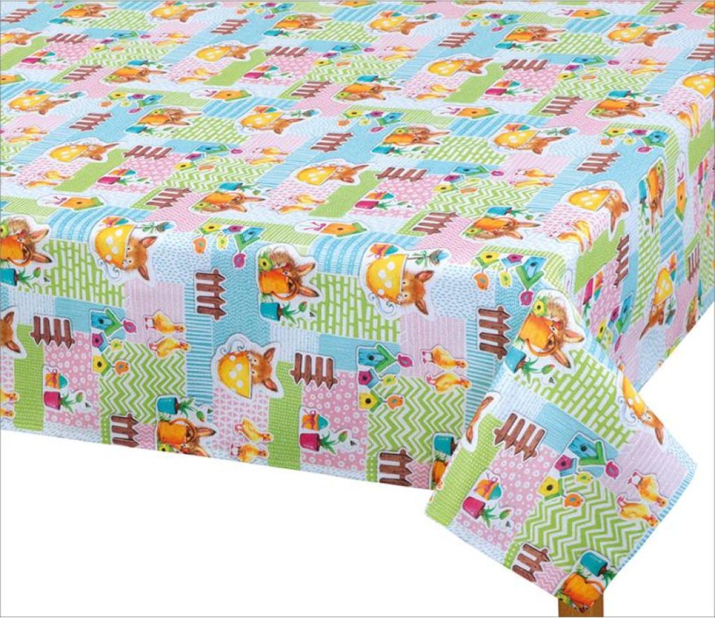 Ostern Tischtuch - 120x140 cm - Blau,Pink,Grün