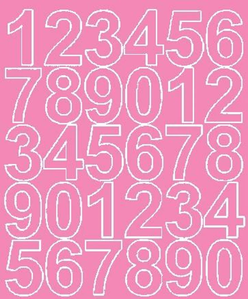 Set Numeri Autoadesivi 4,5 cm Rosa Opaco - Etichette per Casa e Ufficio