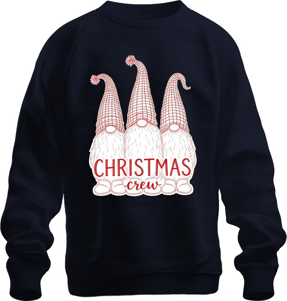 Christmas crew Weihnachtsgnom Gnom Niedlich Skandinavisch Retro Uni Sweatshirt Pullover, Navy, S