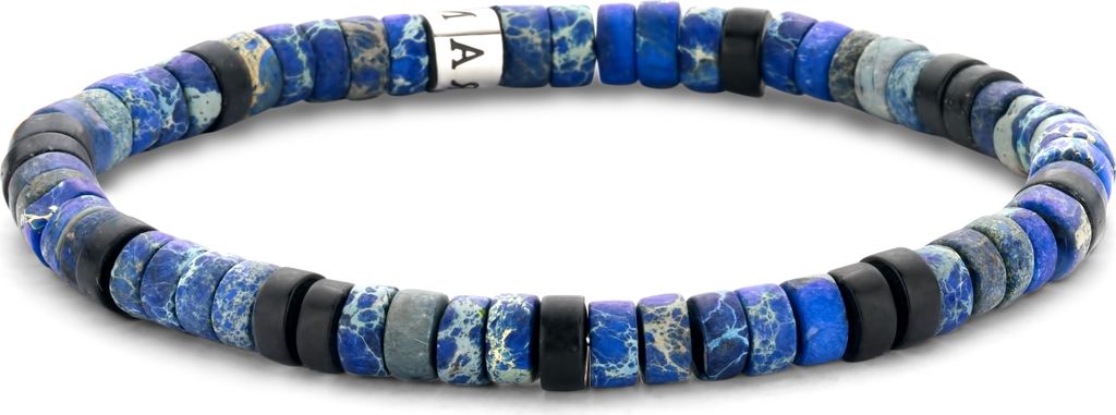 Frank 1967 7FB-0420 natuurstenen armband - stretch - donker blauw / zwart
